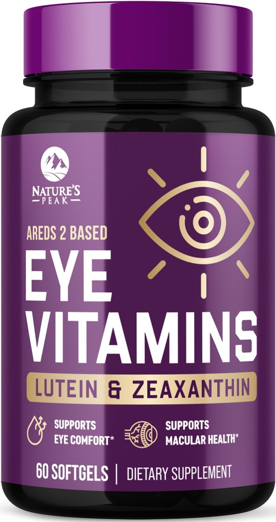 Eye Vitamins Supplements - 3x Strength Eye Health Vitamin with Lutein and Zeaxanthin - Vision Macular Health & Dry Eyes Support With Zinc, Vitamins C E & Minerals, Bottled in USA - 60 Capsules