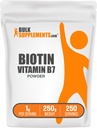BulkSupplements.com Biotin 10000mcg Powder - Vitamin B7, Vitamins for Hair, Skin, and Nails - Gluten Free, 1g per Serving (10mg Biotin), 250g (8.8 oz) (Pack of 1)