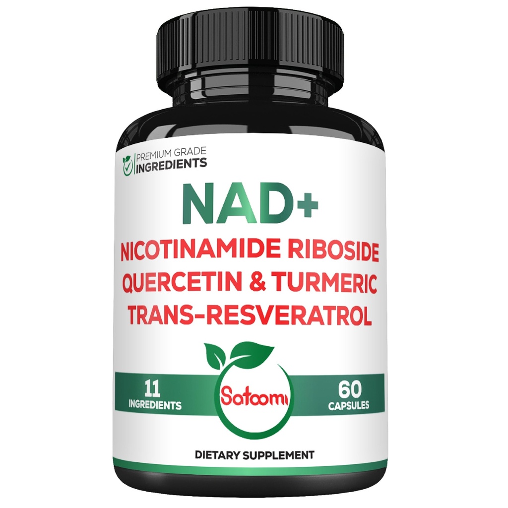 Satoomi NAD Supplement for Women - NAD Nicotinamide Riboside Resveratrol 900mg, Quercetin, Turmeric, Astragalus, Ginseng, Vitamin D3, Vitamin C - 60 Count