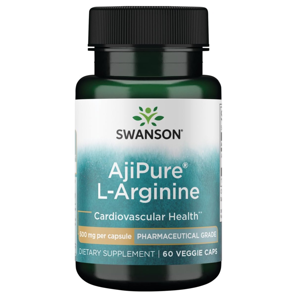 Swanson Amino Acid Ajipure L-Arginine Pharmaceutical Grade 500 Milligrams 60 Veg Capsules