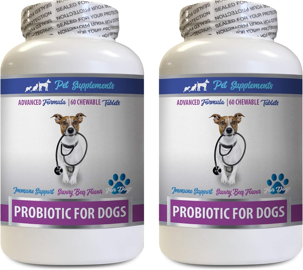 Dog Digestive Remedies - PROBIOTICS for Dogs - Healthy Gut - Stop Gas Diarrhea and Bad Breath - Digestive Boost - Dog probiotics Vitamins - 2 Bottles (120 Treats)