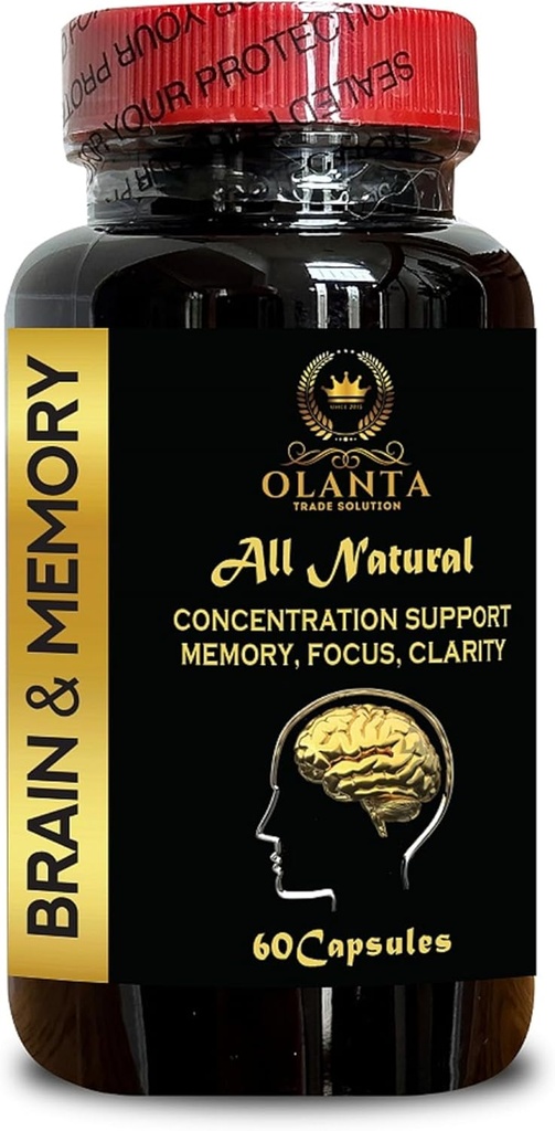 Brain Memory Supplements - Brain Support Supplement Concentrated, Brain Pills Vitamin, Support Brain optimization, Vitamins to Help Cognitive Support - 1 Bottle 60 Capsules