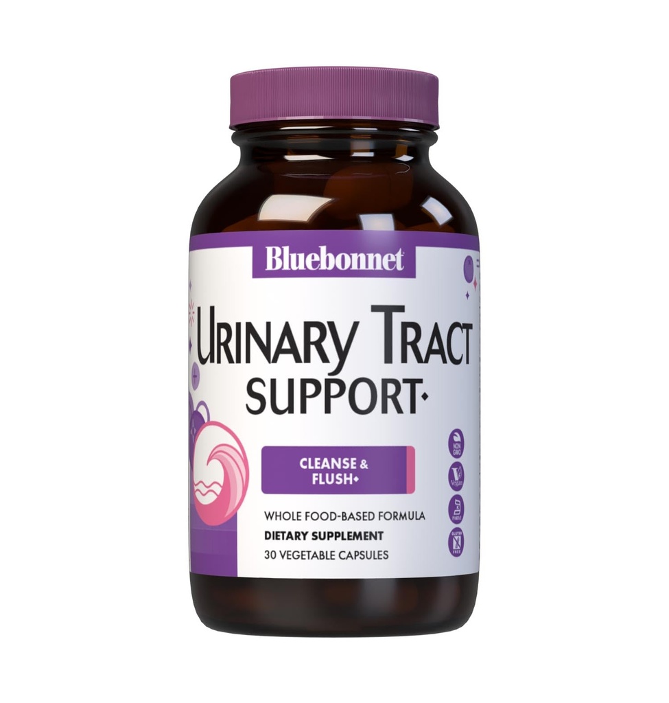 Bluebonnet Nutrition Urinary Tract Support, Cleanse & Flush*, Soy-Free, Gluten-Free, Kosher-Certified, Non-GMO, Dairy-Free, Vegan, 30 Vegetable Capsules, 15 Servings