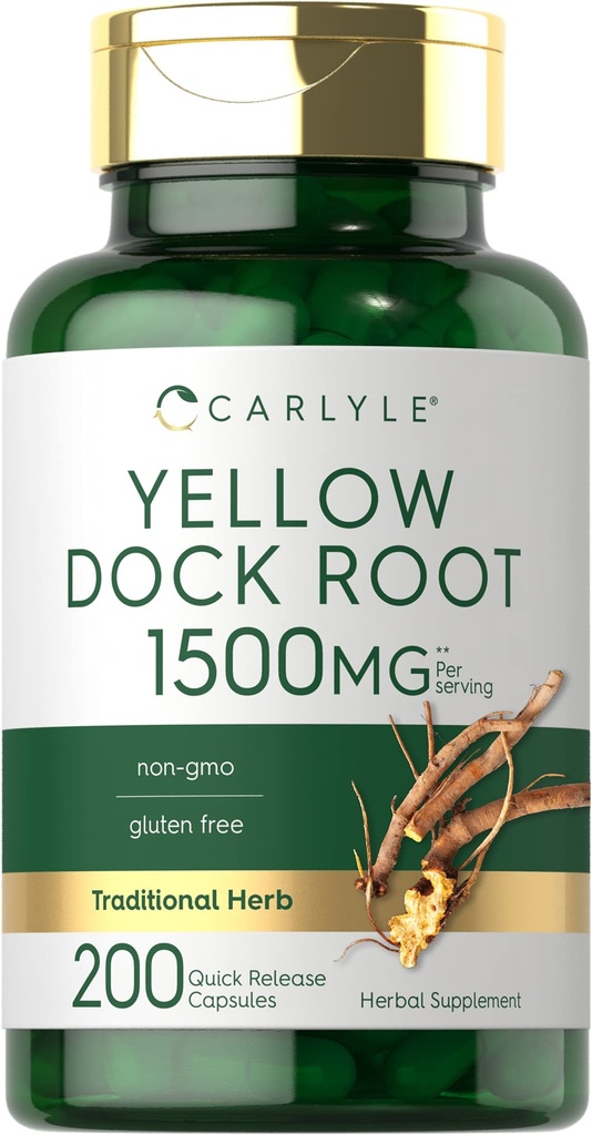 Carlyle Yellow Dock Root Capsules | 200 Count | Non-GMO, Gluten Free | High Potency Formula | Traditional Herb