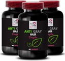Anti gray hair supplement - ANTI GRAY HAIR COMPLEX - Vibrancy boost, Gray hair reversal, Fresh hair shade, Youthful vibrance, Color longevity, Luminous hair color, Hair brilliance 3Bot 180Caps