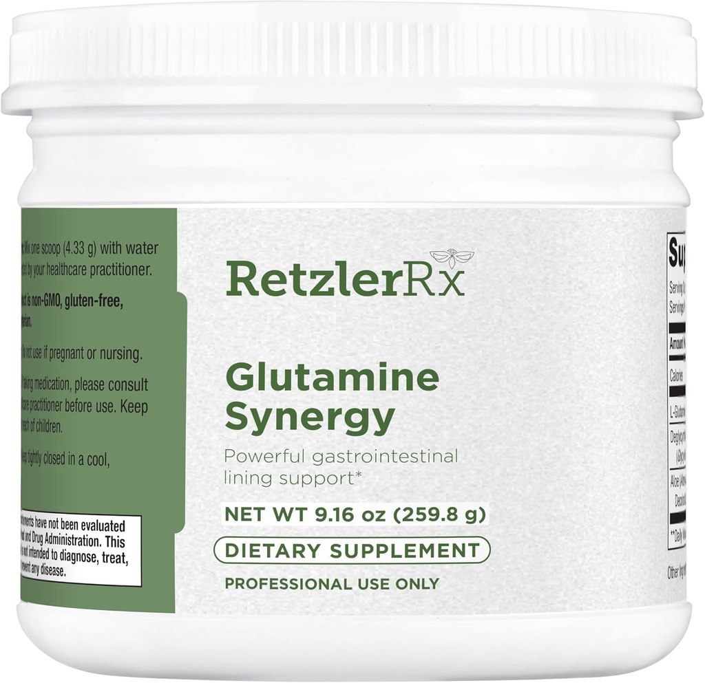 RetzlerRx Glutamine Synergy L-Glutamine Powder with DGL & Aloe - 9.27 oz Gastrointestinal Support Supplement - Non-GMO, Gluten-Free & Vegan Formula for Digestive Health and Immune System Support