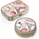 Pill Case Pill Box with Mirror Retro Small Pill Case for Purse or Pocket Bronze Pill Box or Vitamins, Fish Oil, Supplements, Pill Containe Travel Gifts（2PCS）
