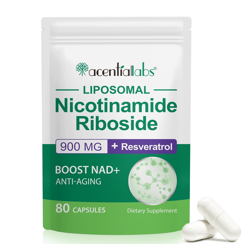NAD Nicotinamide Riboside Resveratrol 900mg, NAD Supplement Support Cellular Health, Anti-Aging, Energy, Focus - 80 Capsules