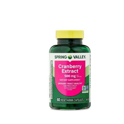 Spring Valley Cranberry Extract Vegetarian Capsules, 500mg, 60 Count + Dri Store Sticker.