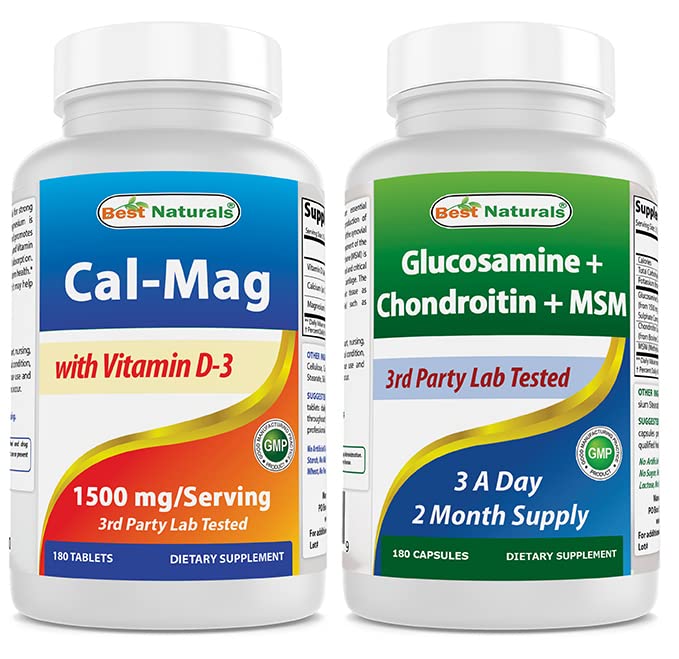 Best Naturals Calcium Magnesium with Vitamin D3 1500mg & Glucosamine Chondroitin and MSM