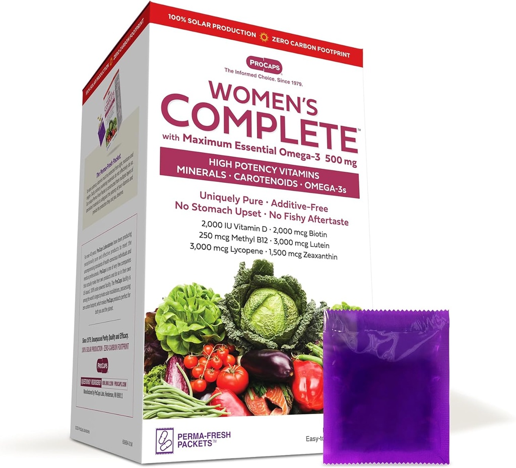 ANDREW LESSMAN Multivitamin - Women's Complete with Maximum Essential Omega-3 500 mg 120 Packets - 30+ High Potencies of All Nutrients, Essential Vitamins, Minerals, Carotenoids. No Additives