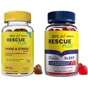 Bach Rescue Plus Sleep Gummies with 5mg Melatonin/dose [and] Bach Rescue Plus Mood & Stress Support Gummies with Key Nutrients and Botanicals - 2PK Dietary Supplements, 60Ct Each