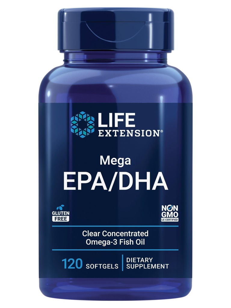 Life Extension Mega EPA and DHA, Omega-3 Fatty Acids, 120 Softgels