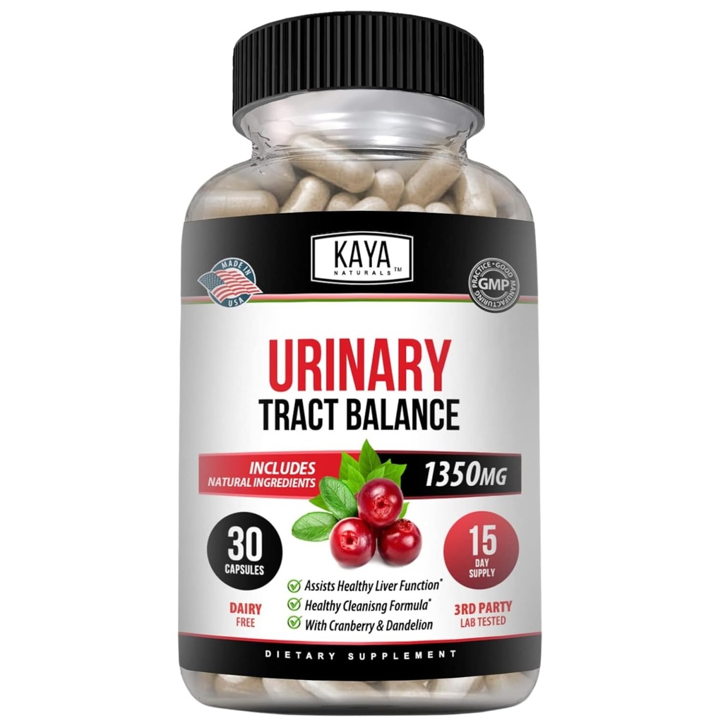 Kaya Naturals - D-Mannose - Urinary Tract UT Cleanse & Bladder Health - Made with Cranberry, Hibiscus & Dandelion Root - D Mannose Capsules Cranberry Supplement - 30 Veggie Capsules