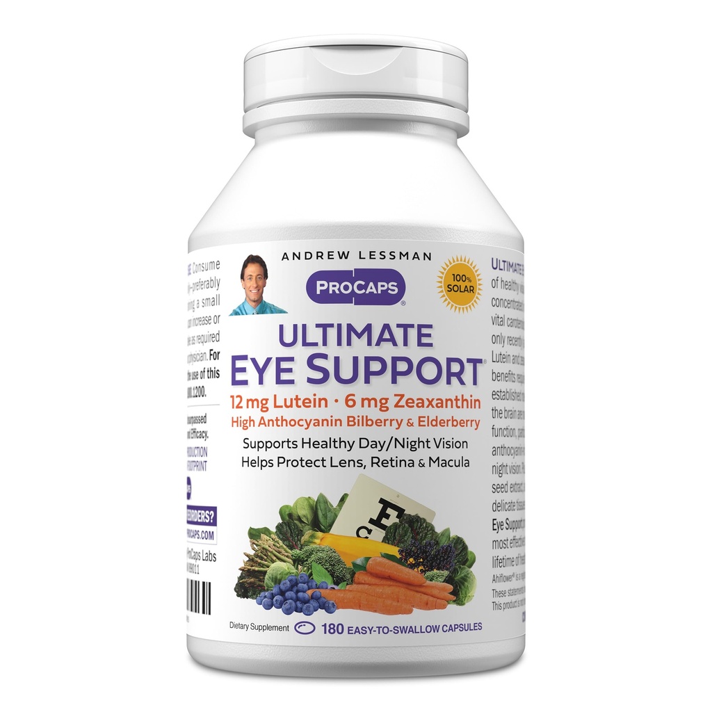 Andrew Lessman Ultimate Eye Support 180 Softgels - 12mg Lutein, 6mg Zeaxanthin, Bilberry, Key Nutrients to Support Eye Health and Promote Healthy Vision. No Additives. Easy to Swallow Softgels