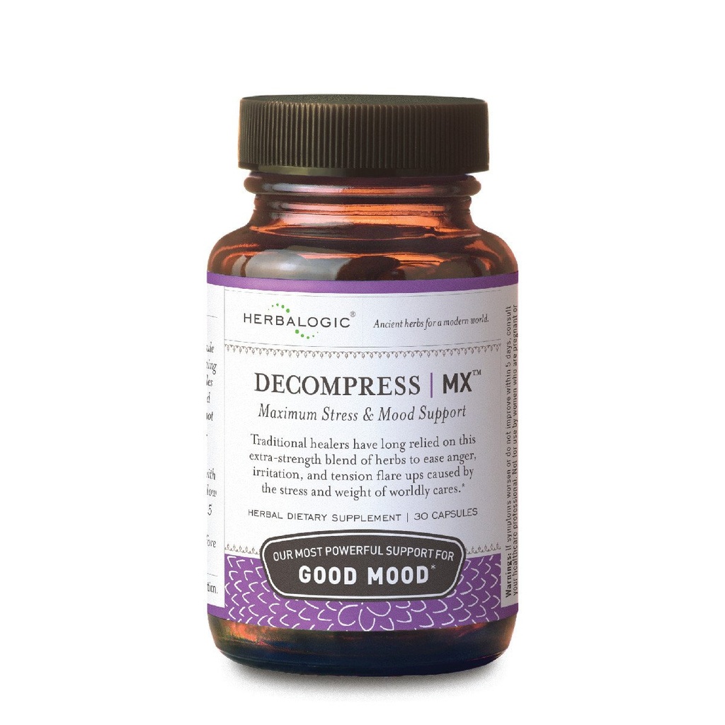 Herbalogic - Decompress MX Herb Capsules - Maximum Stress & Tension Relief - Reduces Anger & Moodiness, Positive Mood Support - Based on the Traditional Chinese Formula Xiao Yao San - 30 Cap Count