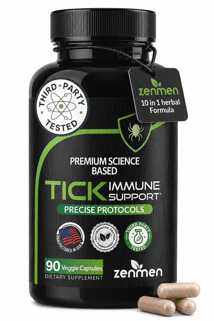 Zenmen Tick Immune Support Supplement - Improved Formula - Japanese Knotweed, Cat's Claw, Chinese Skullcap, Cryptolepis Sanguinolenta, Sweet Wormwood - 90 Vegan Capsules, Made in The USA