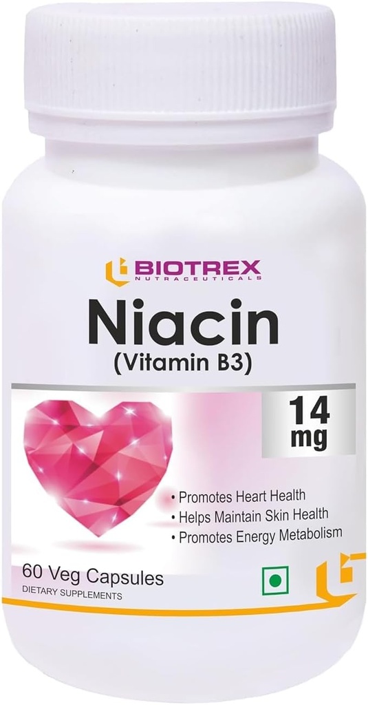 Generic Rise Niacin 14mg Vitamin B3 with Inositol 50mg Supplement - 60 Veg Capsules, Nautral