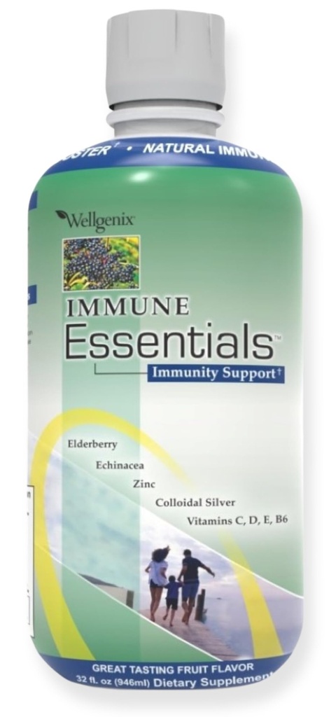 Wellgenix Immune Essentials Liquid Dietary Supplement – Elderberry, Echinacea, Zinc & Vitamin C – Fruit Flavor – 32 fl oz