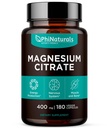 Magnesium Citrate Powder Capsules 400mg - 180 Count Veg Caps - PhiNaturals Supplements - Nervous System Support and Enzyme Function