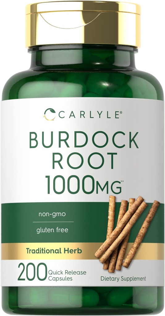 Carlyle Burdock Root | 200 Capsules | Non-GMO and Gluten Free Formula | Traditional Herb Supplement | Arctium Lappa Extract
