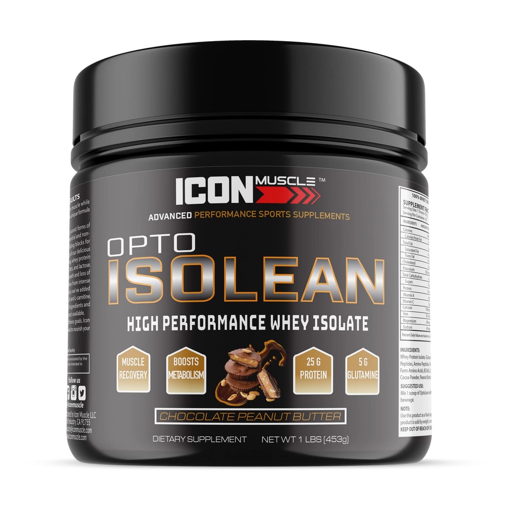 Isolean Whey Protein Isolate Powder, Vanilla, Chocolate, Strawberry, Cookies & Cream, Salted Caramel, Chocolate Mint, Chocolate Peanut Butter, 1 Pound (Chocolate Peanut Butter)