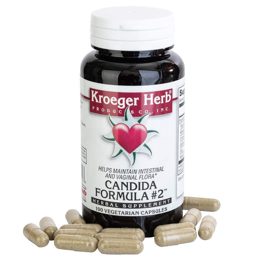 Kroeger Herb Products, Candida Formula #2, Cleanse Support Supplement for Women & Men - Helps Maintain Yeast & Candida Levels - Intestinal Supplement, Healthy Flora - Vegetarian, Non-GMO, Made is USA
