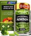 Liposomal NMNH Supplement 300mg – Boosts NAD Anti-Aging, Energy & Focus – NMM Capsules Alternative to for Cellular Vitality – Third-Party Tested, 60 Vegan Capsules | 1 Pack