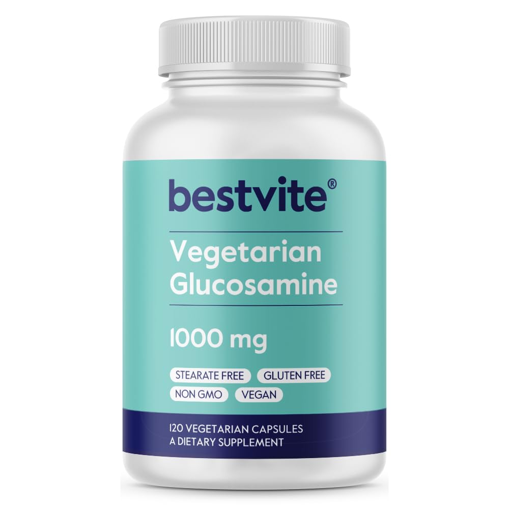 BESTVITE Vegetarian Glucosamine 1000mg (120 Vegetarian Capsules) - No Stearates - No Fillers