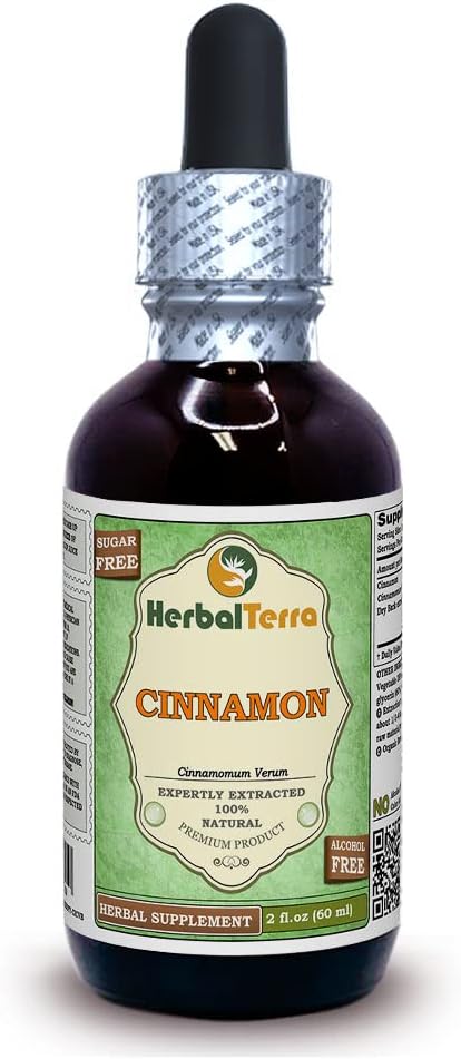 Herbal Terra LLC Cinnamon (Cinnamomum Verum) Glycerite, Dried Bark Alcohol-Free Liquid Extract 2 oz