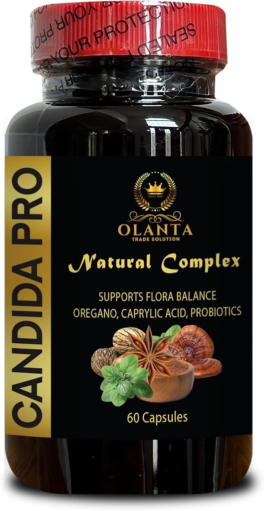 Candida PRO Natural Complex - Candida Supplement, Green Black Walnut Wormwood Complex, Oregano Leaf Capsules, Organic Anise Seeds Whole - 1 Bottle 60 Capsules