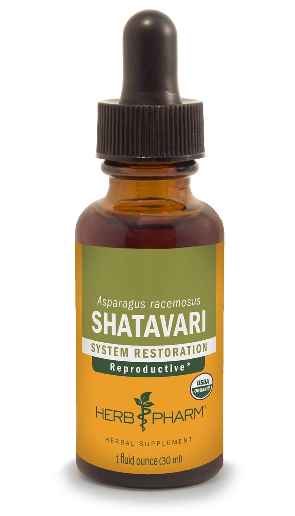 Herb Pharm Certified Organic Shatavari Liquid Extract Drops for Female Reproductive System Support, 1 Oz