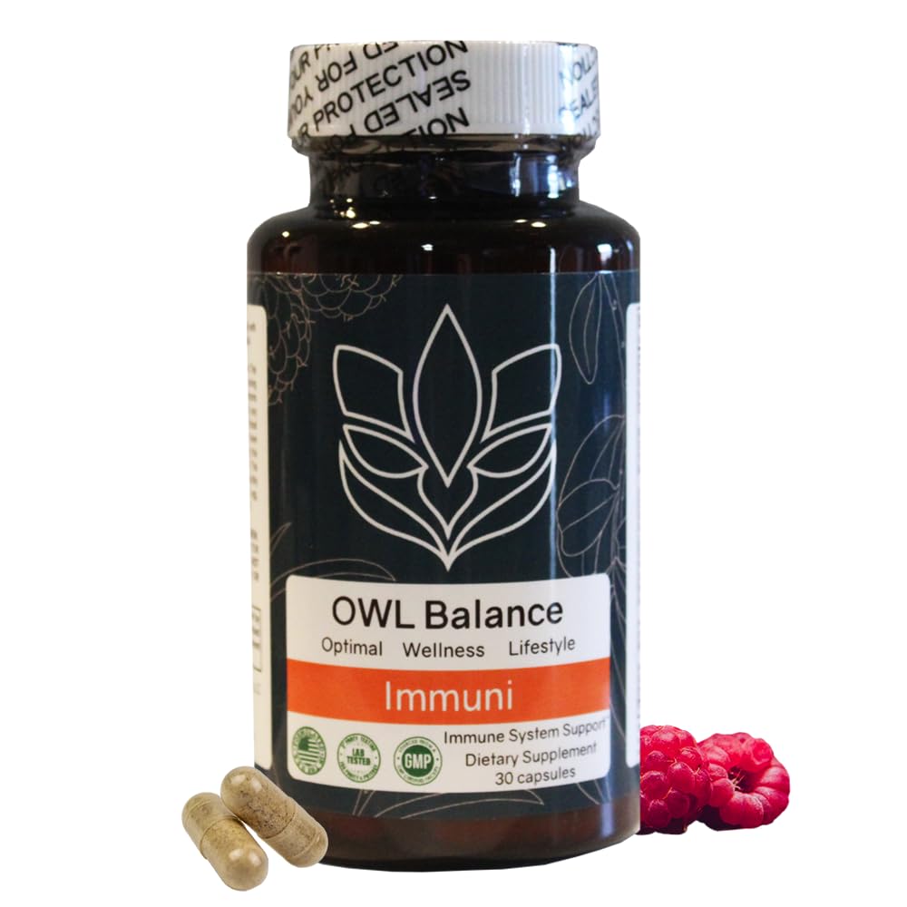 Immuni - Immune Support - Vitamin Supplement for Cold & Flu Relief - Natural Immunity System Booster - Vitamin C & E, Rasberry Fruit Powder, Green Tea Leaf, Olive leaf, and more - 30 Capsules