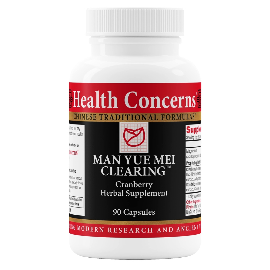 Health Concerns Man Yue Mei Clearing – Cranberry Supplement for Urinary Tract Health & Bladder Cleanse – Kidney Support Formula – Chinese Herbal Supplement with Corn Silk – 90 Capsules