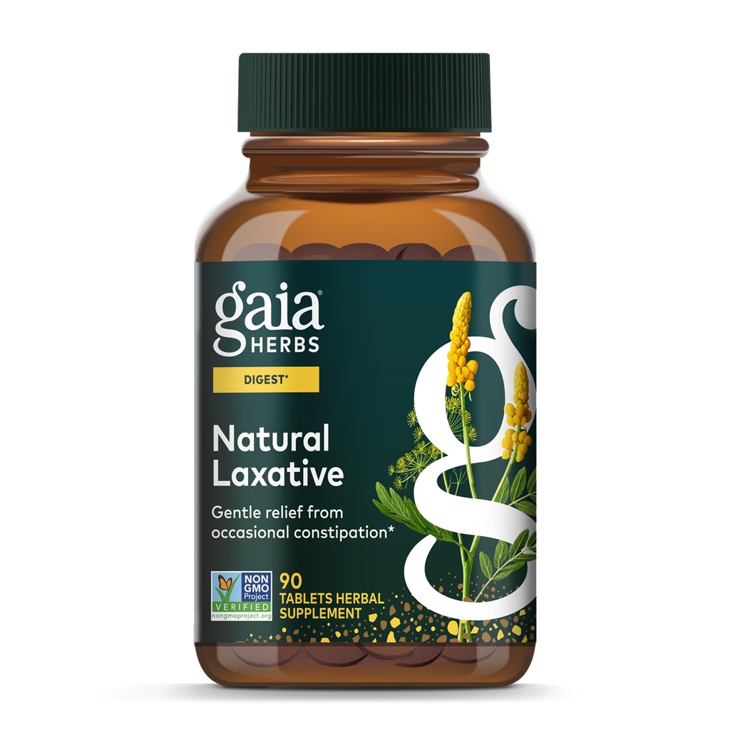 Gaia Herbs Natural Laxative - Relief from Occasional Constipation - Support for Natural Elimination Process* - with Senna Leaf, Cape Aloe, Dandelion & Fennel - 90 Tablets (45 Servings)
