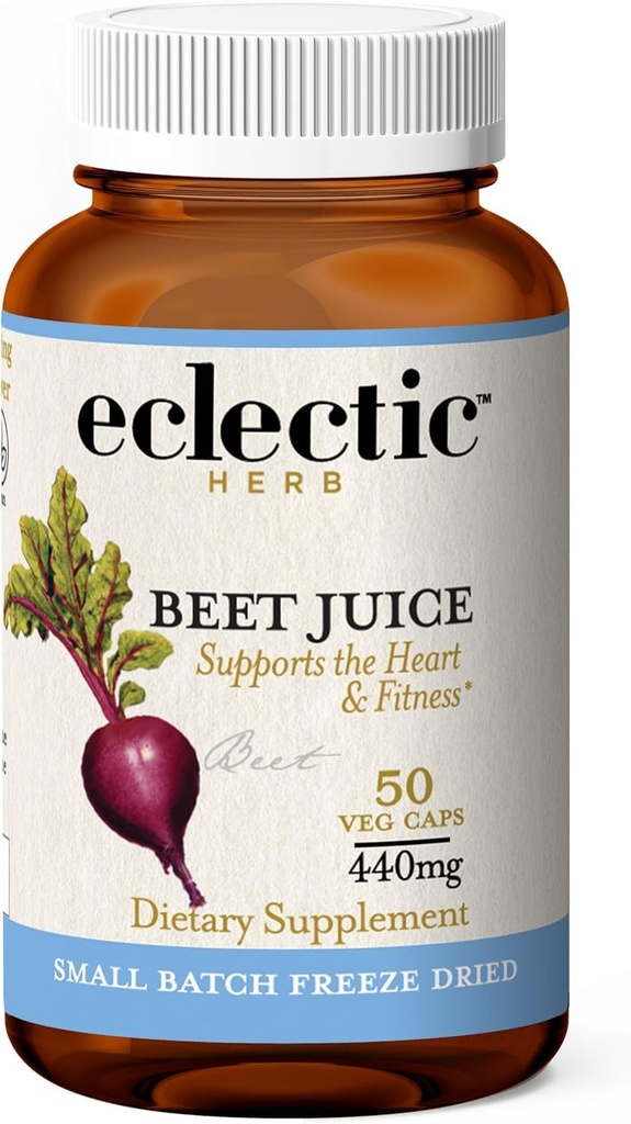 Eclectic Herb - Organic Beet Juice Capsules | Natural Herbal Supplement | Premium Cardiovascular Health & Circulation Support | US-Grown, Vegan, Non-GMO, Gluten Free (50 CT | 440 mg)