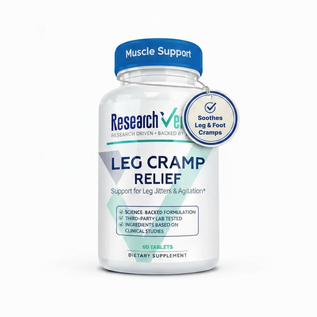 Research Verified Leg Cramps - Magnesium, B Vitamins, Ginger, Chamomile, BioPerine - Circulation Support - Vegan - 1 Month Supply