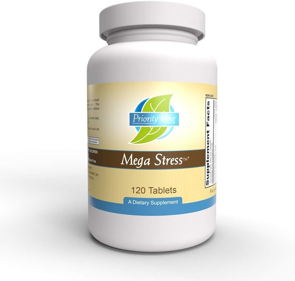 Priority One Vitamins Mega Stress 120 Tablets - B Vitamin Complex with The Benefits of Adrenal