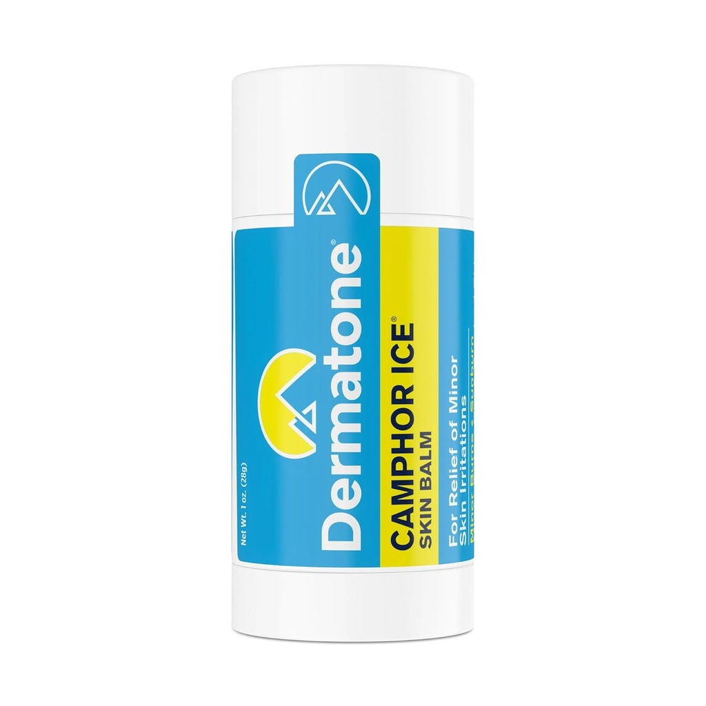 Dermatone Camphor Ice | Skin Balm for Dry, Cracked and Chapped Skin | Lips, Hands, Feet | Skin Irritation Relief | Sunburn | Bug Bites | Minor Burns | Soothing Vapors | Nasal Congestion, 1 oz stick