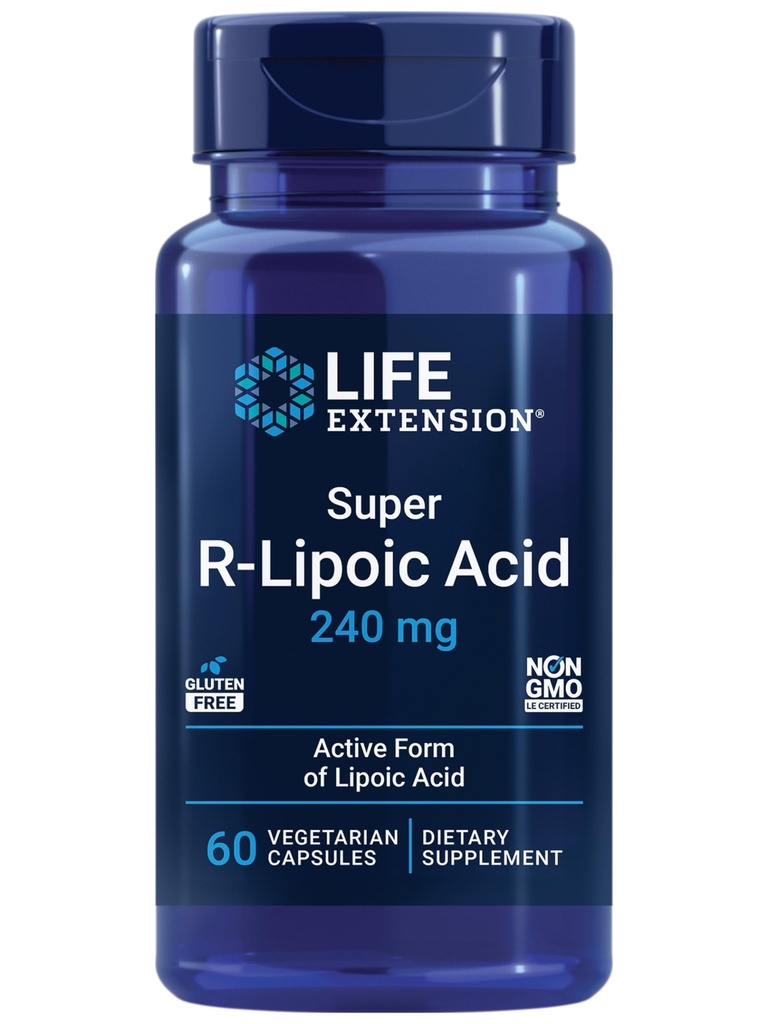 Life Extension Super R-Lipoic Acid – Healthy Aging, oxidative Stress Defense – with 240 mg of Active R-Form of R-Lipoic Acid – Gluten-Free – Non-GMO – Vegetarian – 60 Capsules