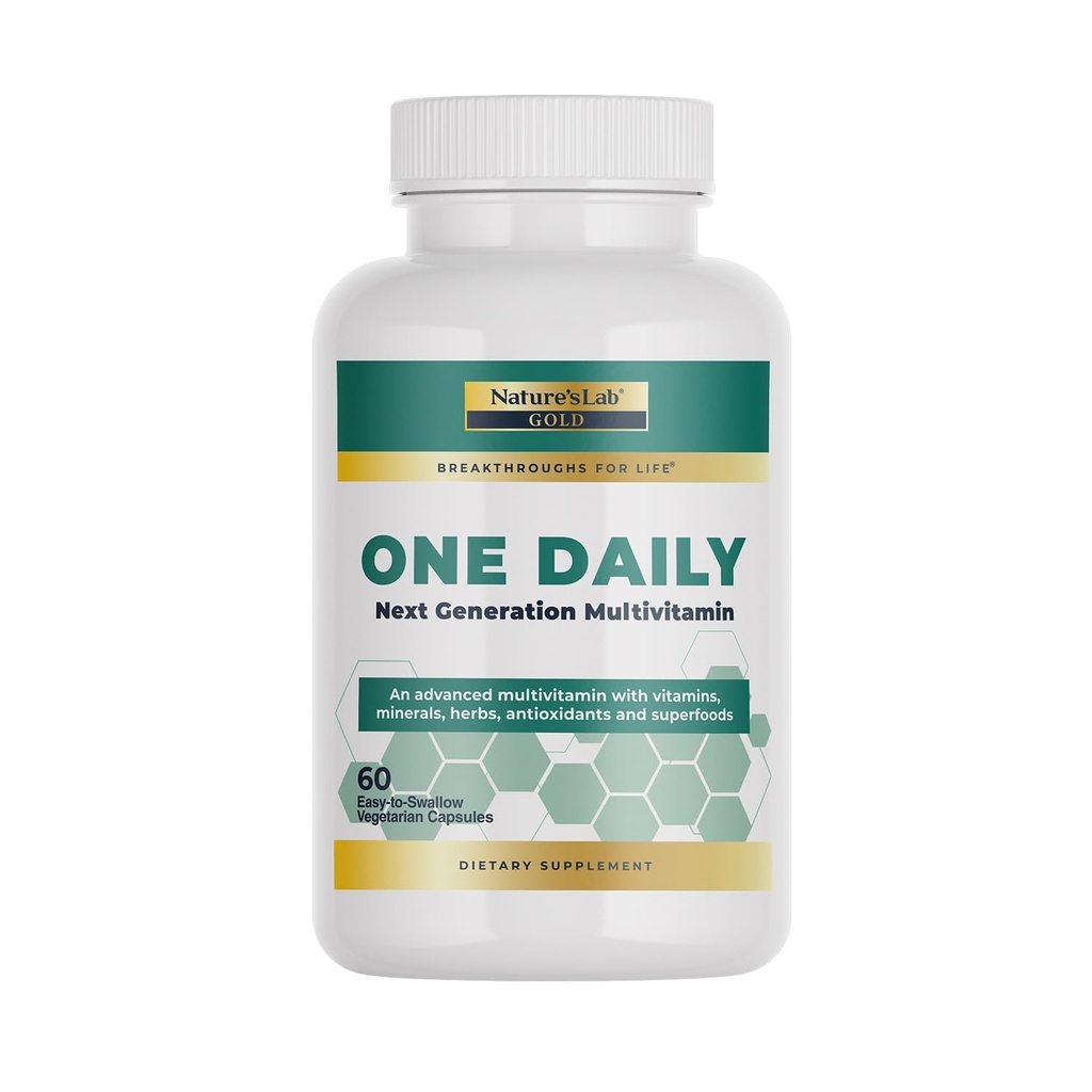 Nature's Lab Gold One Daily Multivitamin - Contains 19 Essential Vitamins & Minerals including Vitamin C, D3 & Zinc - 60 Capsules (2 Month Supply)