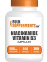 BulkSupplements.com Niacinamide Capsules - Niacinamide Supplement, Vitamin B3 Supplement, Niacinamide 500mg - Gluten Free, 1 Capsule per Serving, 300 Capsules (Pack of 1)