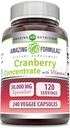 Amazing Formulas Cranberry Concentrate 30,000 mg with Vitamin C Supplement | Veggie Capsules | Super Strength | Non-GMO | Gluten Free | Made in USA (1 Pack, 240 Count)