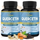 Organic Cadane 2 Packs Quercetin Supplements Capsules, 4 Months Supply with Turmeric, Berberine, Nettle, Black Seed, Black Pepper - Supports Cardiovascular Health, Immune System