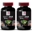 Hair restoration - GRAY HAIR REVERSE - Hair brilliance, Restore vibrancy, Hair care solution, Renew hair color, Color restoration, Hair tone, Age-defying hair, Vibrant hair color 2 Bottles 120 Caps
