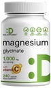 Magnesium Glycinate 500mg Per Capsule (1000mg Per Serving) Plus Vitamin C, 240 Capsules – 100% Chelated for Easy Absorption – Essential Mineral Supplement