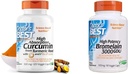 Doctor's BEST DRB-00107 High Absorption Curcumin from Turmeric Root with C3 Complex & BioPerine 500mg & 3000 GDU Bromelain Proteolytic Digestive Enzymes Supplements, Supports Healthy Digestion