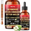 10in1 Liquid Drops Berberine with Ceylon Cinnamon Bitter Melon Turmeric Ginger Gymnema Sylvestre and More - 2 Fl Oz