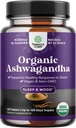 High Strength Organic Ashwagandha Supplements - Ashwagandha Organic Tablets for Mood Support & Hormone Balance for Women & Men - Root Extract Powder with Black Pepper for Better Absorption - 120 Ct