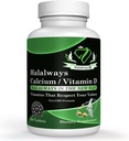 Halalways Calcium/Vitamin D Certified Halal Supplement Bone Health Support, with Calcium & Vitamin D, Dietary Supplement, Vitamin Supplements, for Men & Women, (650mg Calcium, Vitamin D 10mcg)